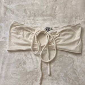 Princess Polly Cream Tie-Front Top